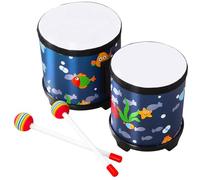 Toyvian Educational Hand Percussion Bongos Drum with Sea World Design Lightweight Hollow Wood Body for Beginners Music Practice Portable Rhythm Instrument Enhancing Creativity and Talent