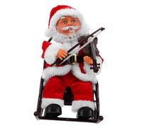 Toyvian Electric Christmas Santa Claus Figurine with Wheelchair and Musical Violin Interactive Festival for Home Decoration Funny Plaything for Holiday Party Supplies