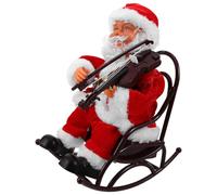 Toyvian Electric Santa Claus Doll Wheelchair and Violin, Musical Christmas Decorative, Cute Xmas Ornament for Holiday Party and Home Decoration