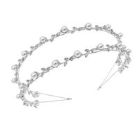Toyvian Elegant Alloy Double-row Pearl and Crystal Headband for Women, Chic Delicate Hair Hoop with Gorgeous Brightness, for Engagement and Baptism Days Accessories