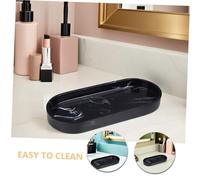 Toyvian Elegant Black Marble Resin Vanity Tray Bathroom Organizer for Countertop Moisture-resistant Decorative Marble Tray for Perfume Jewelry Guest Towels and Kitchen Storage
