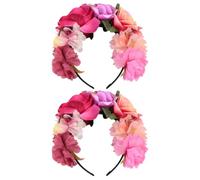 Toyvian Elegant Rose Flower Crown Headband Boho and Romantic Style for Women 2pcs Polyester Floral Hairpiece with Adaptable Design, for Party and Halloween