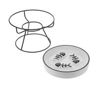 Toyvian Elevated Ceramic Cat Bowl with Stand for Slow Feeding Ergonomic Raised Pet Feeding Station for Cats and Small Dogs Comfortable Tilted Design to Support Healthy Eating Posture and