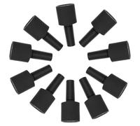 Toyvian Empty Nail Polish Storage Tool 10pcs 10ml Oblate Glass Bottles Black with Sealed Caps and Brushes for DIY Nail Gels Holder
