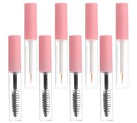 Toyvian Empty Refillable Mascara Tubes and Eyeliner Bottles Set 8pcs 5ml Plastic Containers with Pink Caps for Travel Cosmetic Storage and DIY Makeup Packaging