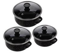 Toyvian Enamel Small Cooking Pot with Lid and Double Handles Compact Flat-Bottomed Stockpot for Even Heating Non-Stick Cooking Pan for Sauces Milk Desserts and Instant Noodles Kitchen