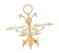 Toyvian European Style Glass Dessert Stand Multi-function Food Serving Tray for Weddings Parties Family Gatherings Compact Elegant Pastry and Fruit Display Plate
