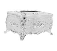 Toyvian European Style White Plastic Tabletop Napkin Holder with Carved Rose Design, Practical and Easy-to-Clean Tissue Box for Dining Table Or Bathroom Use