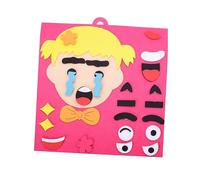 Toyvian Facial Expression Puzzle for Early Development Educational DIY Game Set Red Girl Style Soft Cloth Material Parent Interaction Emotion Learning