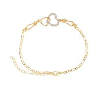 Toyvian Fashionable Austrian Cubic Zirconia Heart Bracelet for Women Gold Color Bangle with Delicate Hollow Design Copper Wrist Jewelry Elegant Gift for Birthday Christmas Anniversary