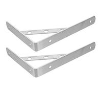Toyvian Floating Shelf Brackets and Polished Surface with Thickened Diagonal Brace L Brackets 2pcs Heavy Duty Stainless Steel for Wall Mounting and Headboard Support 20cm Silver