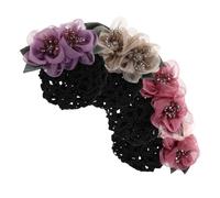 Toyvian Floral Mesh Hairnet Bun Cover 4Pcs 11X8.5Cm Breathable Silk Fabric with Rhinestone Vintage Classic Design for Nurses and Banking Professionals at Parties and Work