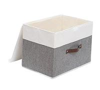 Toyvian Foldable Large Capacity Clothes Storage Container with Lid Beige Cotton Linen Closet Organizer Bin for Wardrobe Pants Shoes and Storage Space-saving
