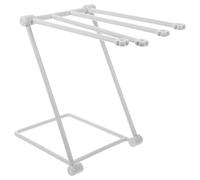 Toyvian Foldable Vertical Dish Cloth Rack with Four Rods for Kitchen Countertop Storage Light Grey Compact Towel Holder with Easy Arrow Mark Multifunctional Cloth Towel Organizer