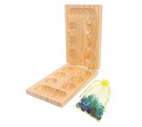 Toyvian Foldable Wooden Mancala Gemstone Chess Smooth Surface Educational Board Game for Adults Develops Memory Patience and Coordination Skills Pine Wood