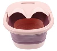 Toyvian Folding Foot Soak Basin with Self-Service Massage Function, Portable Plastic and Silicone Foot Bath Tub for Adults, for Travel and Outdoor Use
