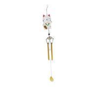 Toyvian Fortune Cat Wind Chimes with Painted Glass and Ironwork Aluminum Tubes for Calming Sound Feng Shui Decor for Indoor and Outdoor Gardens Luck Maneki Bell for Home Hanging