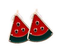 Toyvian Fruit Earrings for Women Summer Cute Alloy Jewelry Watermelon Design Playful Minimalist Accessory for Birthday Wedding Prom Graduation