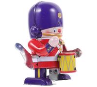 Toyvian Funny Wind-up Soldier Percussionist Tinplate Walking Drummer Spring Clockwork Plaything for Boys and Collectible