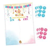 Toyvian Gender Reveal Poster and Prediction Cards Set for Shower Party, White Foldable 16x22x0.5cm with Voting Stickers for Gender Reveal Game and Predictions