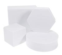 Toyvian Geometric Cube Photo Props 4pcs White Foam Blocks Chic Delicate Portable Cubes for Jewelry Cosmetics Outdoor Scenes