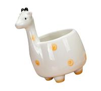 Toyvian Giraffe Ceramic Flower Pot Succulent Planter for Desktop Home Decor with Polka Dot Pattern Cute Animal Plant Container for Indoor Plants