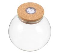 Toyvian Glass Propagation Jar with Cork Lid for Hydroponic Plants, 15cm Round Terrarium Vase with Light, Indoor and Outdoor Plant Container for Desktop Gardening