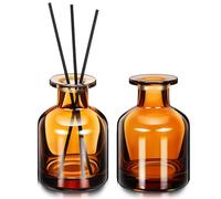 Toyvian Glass Reed Diffuser Bottles, 2 Pcs Refillable Glass Bottles Round Cylinder Shape Empty Reed Diffuser Jars For Home Office Car Aromatherapy And Fragrance Use