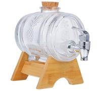 Toyvian Glass Wine Barrel Dispenser Bamboo Rack with Faucet Stylish Design Practical Liquor Storage and Dispensing for Parties and Weddings