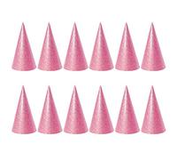 Toyvian Glitter Cone Party Hats 12PCS Birthday Cone Hat for Baby Girl Party Supplies (Pink)