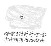 Toyvian Glow Dark Halloween Spider Web Decoration with Black Plastic Spiders and Cobwebs Stretchable Fake Spiderweb for Indoor Outdoor Haunted House Party Spooky Scene