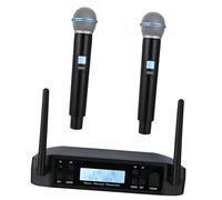 Toyvian Glxd4 Wireless Microphone System Dual Channel Uhf Vocal Mic 2 Beta58a Handheld Mics High-performance Cordless Kit for Stage and Outdoor Use Uk Plug Ac230v