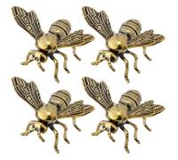Toyvian Gold Bee Figurine - 4pcs Insect Figurines Brass Bee Statue Vintage Small Metal Insect Sculpture for Desktop Ornament Office Home Decor