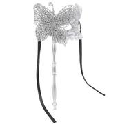 Toyvian Gold Masquerade Mask with Stick, Handheld Dragon Pattern Party Mask for Women Cosplay Prom Dancing
