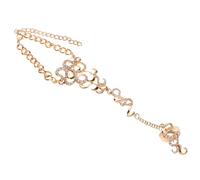 Toyvian Golden Hollow Floral Foot Chain Anklet with Toe Ring for Women and Elegant Alloy Barefoot Sandals Jewelry for Beach Wedding Hawaiian Party Secure Fit Versatile Summer Accessory