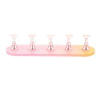 Toyvian Gradient Iridescent Oval Nail Practice Holders with 5 Nail Tips and Manicure Practice Pink Yellow Color Transition for Salon and Home Use