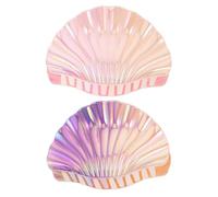 Toyvian Gradient Seashell Hair Clip Lightweight Plastic and Resin Material 2pcs Large Shark Clip Structure Ocean Style with Marble Pattern for Women for Summer Social Events