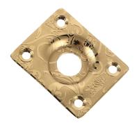Toyvian Guitar Output Jack Plate Classic Retro Style Stainless Steel Square with Vintage Engraving, Golden Colour, Resistant to Wear and Corrosion, Suitable for Electric Guitar and Bass