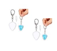 Toyvian Guitar Pick Holder Keychain, 2pc Heart Shaped Transparent Clear Case Box for Easy Storage & Identification of Standard Guitar Picks, Ideal for Music Lovers and Players