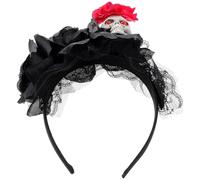 Toyvian Hair Accessory Skull Halloween Polyester Lace Rose Headband Lightweight and Comfortable with Unique Chic Design for Halloween Parties and Cosplay