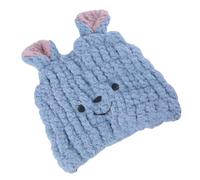 Toyvian Hair Drying Towel Hat for Infants, Super Absorbent Quick Dry Bath Cap, Soft Lightweight Blue Happy Face Hair Wrap for Newborn Bathing Supplies