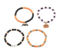 Toyvian Halloween Beaded Bracelet Set with Polymer Clay Pumpkin Charm, Stylish and Modern Design, for Holiday Parties and Gift Giving, for Women