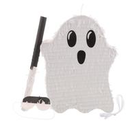 Toyvian Halloween Candy Holder Piñata White Paper 3d Ghost Shape with Stick and Eye Mask, Easy to Assemble and Smash, Hollow Interior for Birthday Celebrations and Outdoor Party
