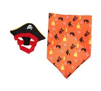 Toyvian Halloween Cat Pirate Costume Set Triangular Scarf Hat Bandana Kit for Pets Durable Comfortable Photo Props for Parties and Daily Dress Up