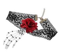 Toyvian Halloween Choker Necklace for Women Gothic Punk Style Skeleton Hand Collar Plastic and Cloth Material Suitable for Daily Life and Christmas Day Party