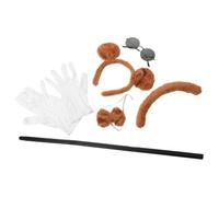 Toyvian Halloween Costume Accessories Mouse Ear Bow Tie Headband Brown | Cloth and Plastic Set, Sunglasses, Cane, Gloves, Tail, for Cosplay Outfits and Festive Theme Nights