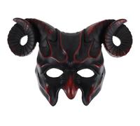 Toyvian Halloween Devil Mask: Demon Goat Mask with Horns - Scary Sheep Skull Masquerade Half Face for Men Adult Festival Cosplay Costume Dark Gothic Holiday Party Cosplay Prop, Dark Red