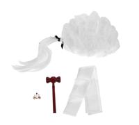Toyvian Halloween Judge Role Play Costume Set with Wooden Gavel Realistic Lawyer Wig False Collar Balance Scale Lightweight Breathable Accessories for Cosplay Party Family Gatherings