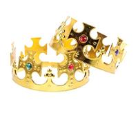 Toyvian Halloween Party Crowns, 2 Pack Plastic Royal Medieval Crowns Gold for Adults And Theater Props Costume Accessories Birthday Party Supplies