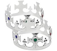Toyvian Halloween Party Crowns, 2 Pack Plastic Royal Medieval Crowns Gold for Adults And Theater Props Costume Accessories Birthday Party Supplies